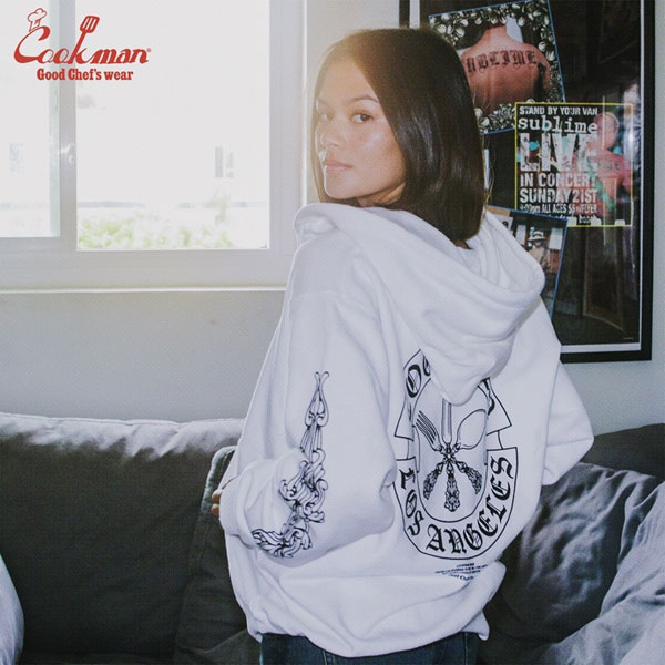 COOKMAN クックマン Zip Hoodie Cutlery -WHITE- メンズ パーカー ジップパーカー スウェット 裏パイル 送料無料 ストリート atftps