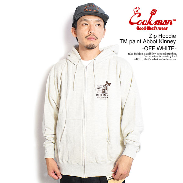 COOKMAN クックマン Zip Hoodie TM paint Abbot Kinney -OFF WHITE- パーカー ジップパーカー スウェット 裏パイル 送料無料 atftps