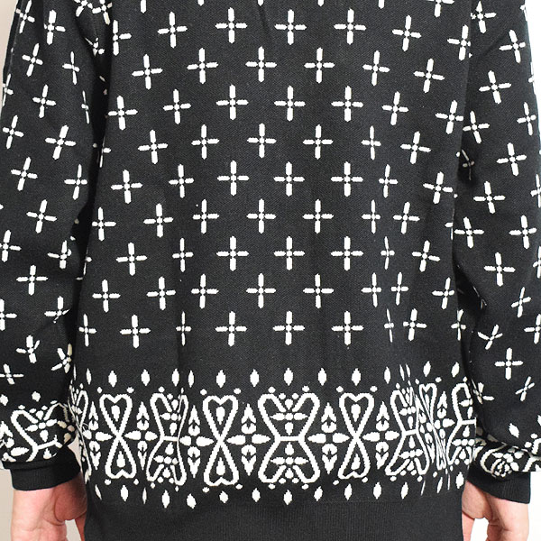 COOKMAN クックマン Knitted Cardigan Bandanna Cross Black -BLACK- メンズ カーディガン ニット バンダナクロス柄 atftps
