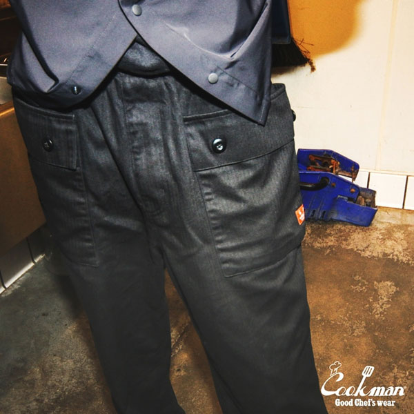 COOKMAN クックマン Monkey Pants Herringbone Black -BLACK- メンズ パンツ モンキーパンツ シェフパンツ ミリタリー atfpts