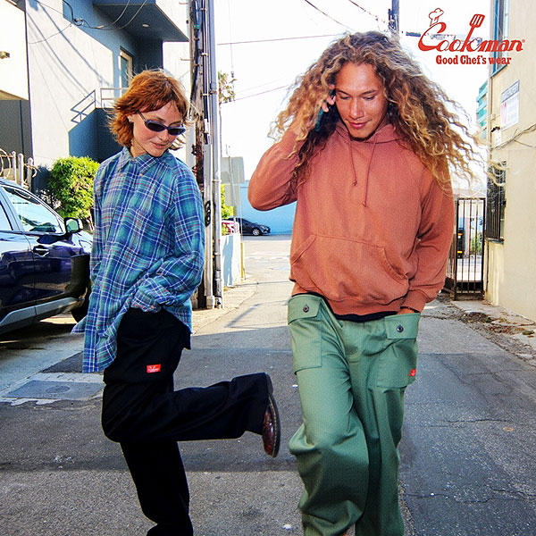 COOKMAN クックマン Monkey Pants Herringbone Olive -OLIVE GREEN- パンツ モンキーパンツ シェフパンツ ミリタリー atfpts