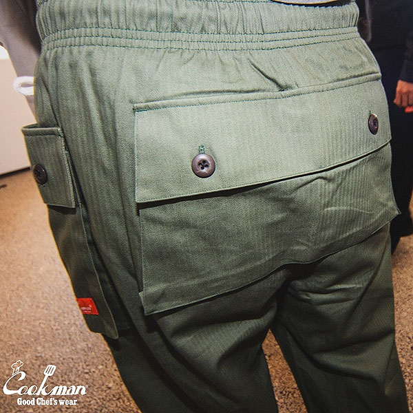 COOKMAN クックマン Monkey Pants Herringbone Olive -OLIVE GREEN- パンツ モンキーパンツ シェフパンツ ミリタリー atfpts