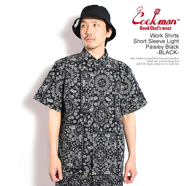 COOKMAN クックマン Work Shirts Short Sleeve Light Paisley Black -BLACK- メンズ シャツ 半袖 ワークシャツ アメリカ 西海岸 atftps