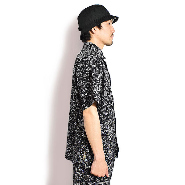 COOKMAN クックマン Work Shirts Short Sleeve Light Paisley Black -BLACK- メンズ シャツ 半袖 ワークシャツ アメリカ 西海岸 atftps_1