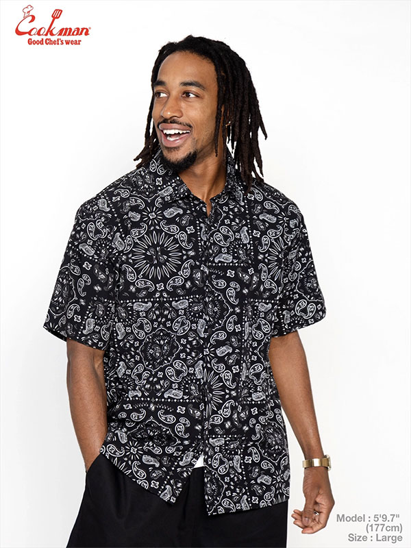 COOKMAN クックマン Work Shirts Short Sleeve Light Paisley Black -BLACK- メンズ シャツ 半袖 ワークシャツ アメリカ 西海岸 atftps_6