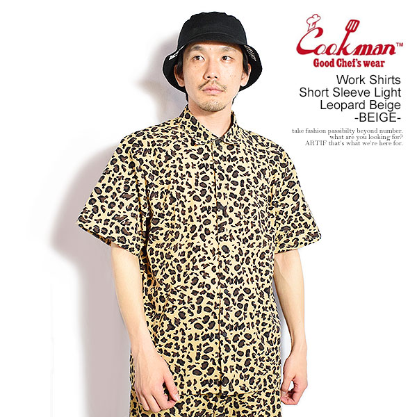 COOKMAN クックマン Work Shirts Short Sleeve Light Leopard Beige -BEIGE- メンズ シャツ 半袖 ワークシャツ アメリカ atftps