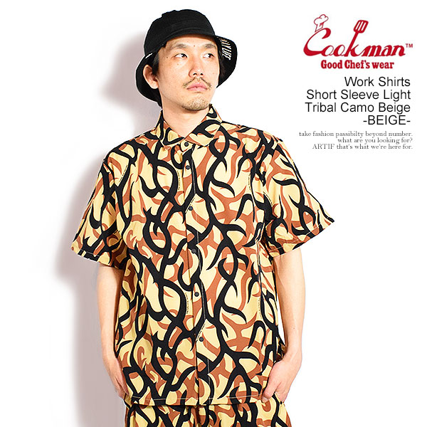 COOKMAN クックマン Work Shirts Short Sleeve Light Tribal Camo Beige -BEIGE- メンズ シャツ 半袖 ワークシャツ アメリカ atftps