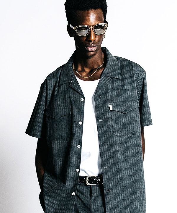 2026 春夏 先行予約 4月上旬〜中旬入荷予定 CRIMIE クライミー TAILORED S/S SHIRT - PIN STRIPE EASY CARE シャツ atftps_2