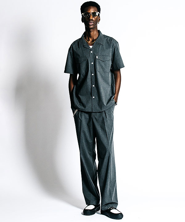 2026 春夏 先行予約 4月上旬〜中旬入荷予定 CRIMIE クライミー TAILORED S/S SHIRT - PIN STRIPE EASY CARE シャツ atftps_7