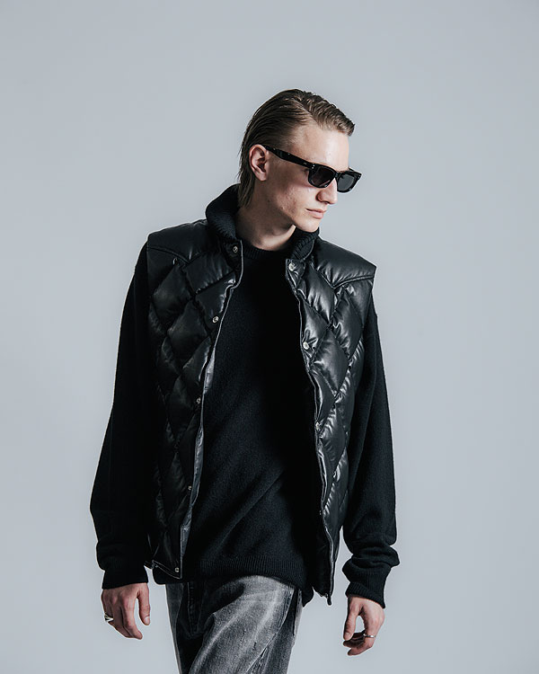 CRIMIE クライミー DIAMOND QUILT LAMB LEATHER DOWN VEST ベスト 