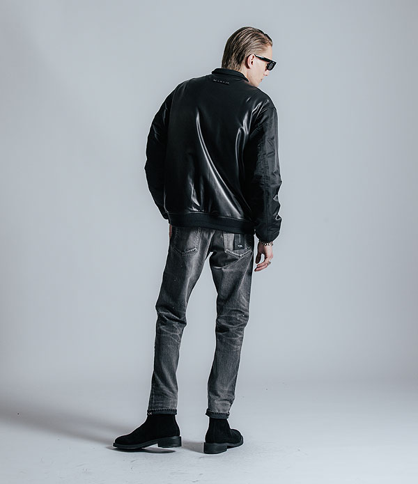 CRIMIE クライミー NYLON SLEEVE LEATHER MA1 JACKET メンズ
