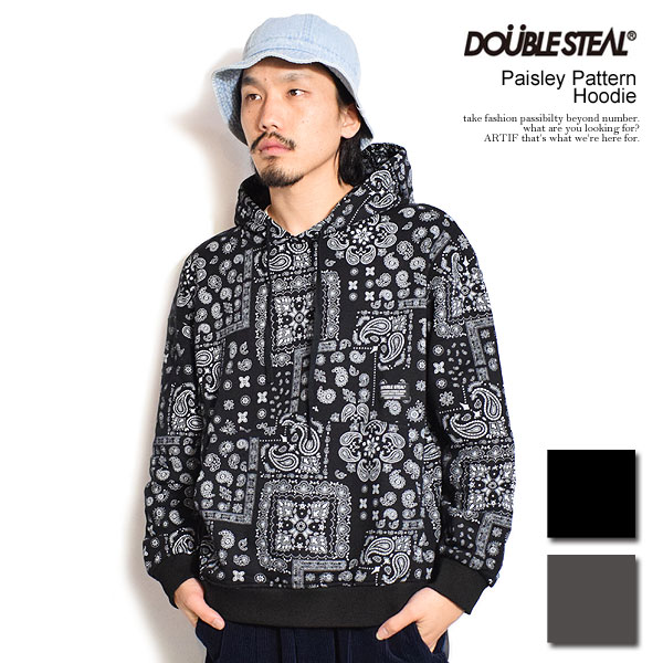 50％OFF SALE セール DOUBLE STEAL ダブルスティール Paisley Pattern Hoodie メンズ パーカー プルオーバー atftps