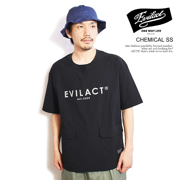 30％OFF SALE セール EVILACT イーブルアクト CHEMICAL SS メンズ Tシャツ 半袖 ナイロンTシャツ 4WAYストレッチ atftps
