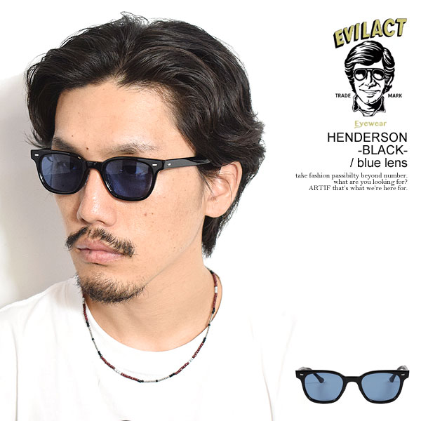 EVILACT EYEWEAR イーブルアクト アイウェア HENDERSON -BLACK- / blue lens メンズ サングラス atfaccの通販は