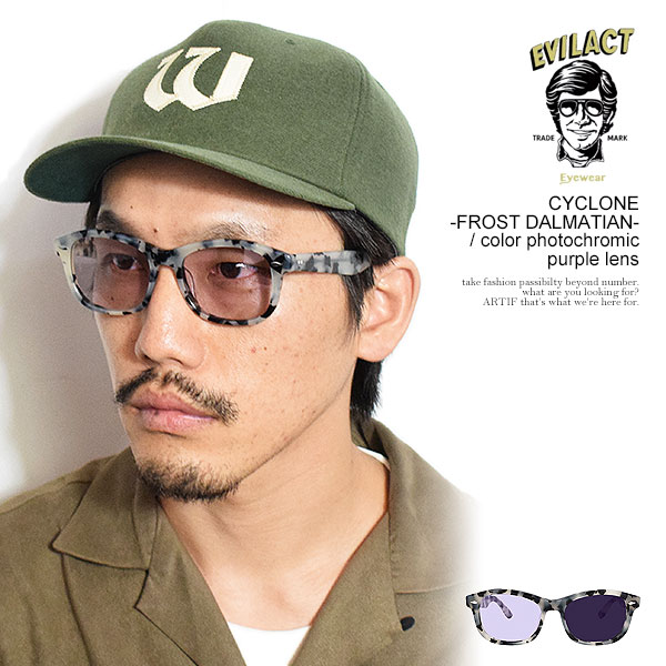 EVILACT EYEWEAR イーブルアクト アイウェア CYCLONE -FROST DALMATIAN- / color photochromic purple lens サングラス atfacc