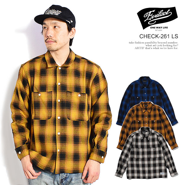 EVILACT イーブルアクト CHECK-261 LS メンズ シャツ 長袖シャツ チェックシャツ ボックスチェック 送料無料 ストリート atftps