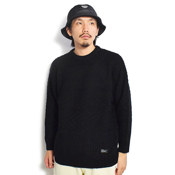 50％OFF SALE セール FAT エフエーティー GEOLINE メンズ ニット セーター クルーネック 送料無料 ストリート atftps