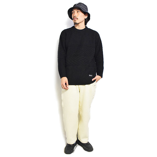 50％OFF SALE セール FAT エフエーティー GEOLINE メンズ ニット セーター クルーネック 送料無料 ストリート atftps