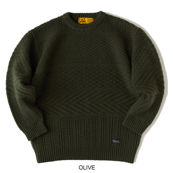 50％OFF SALE セール FAT エフエーティー GEOLINE メンズ ニット セーター クルーネック 送料無料 ストリート atftps