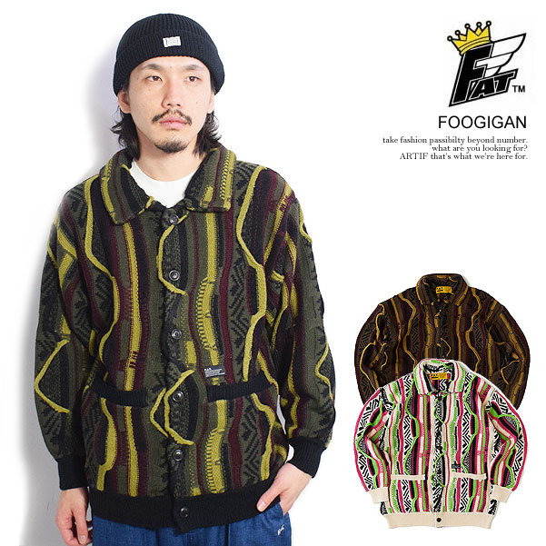 40％OFF SALE セール FAT エフエーティー FOOGIGAN メンズ カーディガン ニットカーディガン 送料無料 ストリート atftps