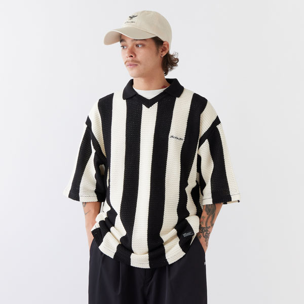 30％OFF SALE セール FAT エフエーティー UKNITFORM メンズ ニット 半袖 サッカーシャツ 半袖ニット ストライプ柄 atftps_2