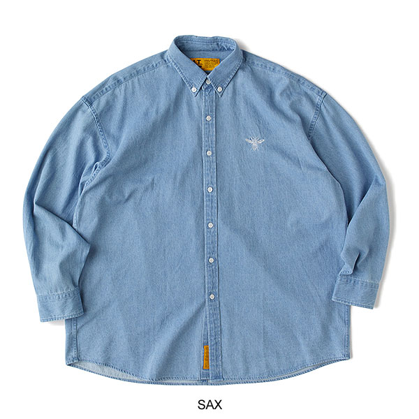 FAT エフエーティー B.D.Dee メンズ シャツ 長袖 ボタンダウンシャツ ビッグシルエット デニムシャツ 送料無料 atftps