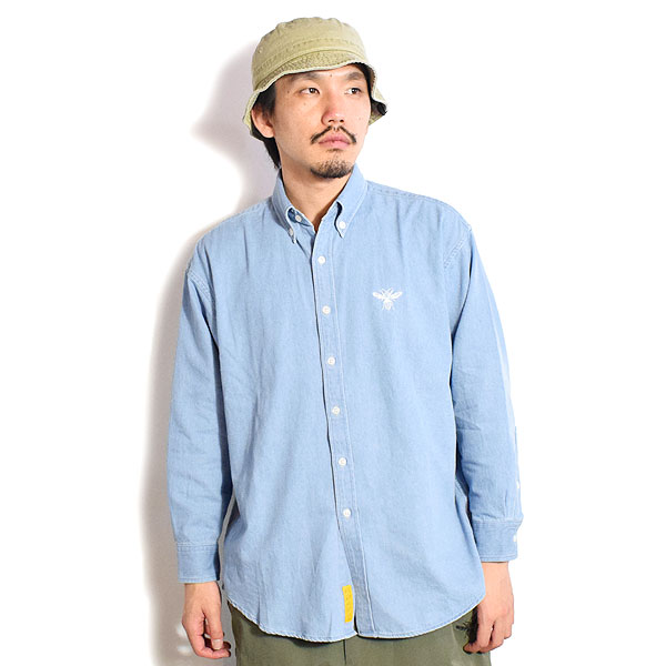 FAT エフエーティー B.D.Dee メンズ シャツ 長袖 ボタンダウンシャツ ビッグシルエット デニムシャツ 送料無料 atftps