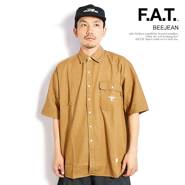 FAT エフエーティー BEEJEAN メンズ シャツ 半袖 デニムシャツ ビッグシルエット ワークシャツ 送料無料 ストリート atftps
