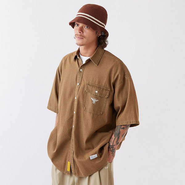 FAT エフエーティー BEEJEAN メンズ シャツ 半袖 デニムシャツ ビッグシルエット ワークシャツ 送料無料 ストリート atftps_2