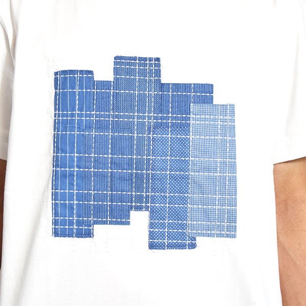 FDMTL ファンダメンタル PATCHWORK TEE -WHITE- メンズ Tシャツ 半袖 パッチワーク インディゴ atftpsの通販は