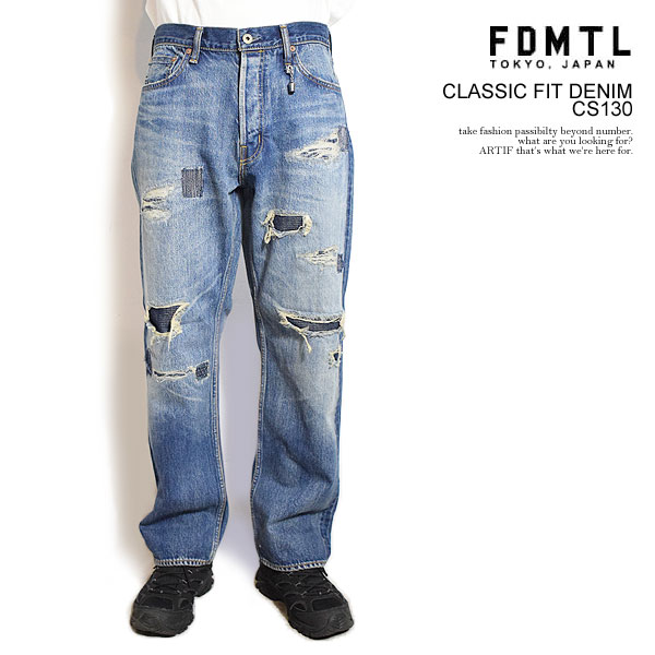 FDMTL ファンダメンタル CLASSIC FIT DENIM CS130 メンズ パンツ デニム デニムパンツ インディゴ ダメージ加工 送料無料 atfpts