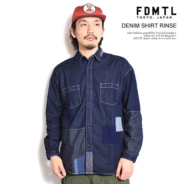FDMTL ファンダメンタル DENIM SHIRT RINSE メンズ シャツ 長袖シャツ デニムシャツ インディゴ 送料無料 atftps