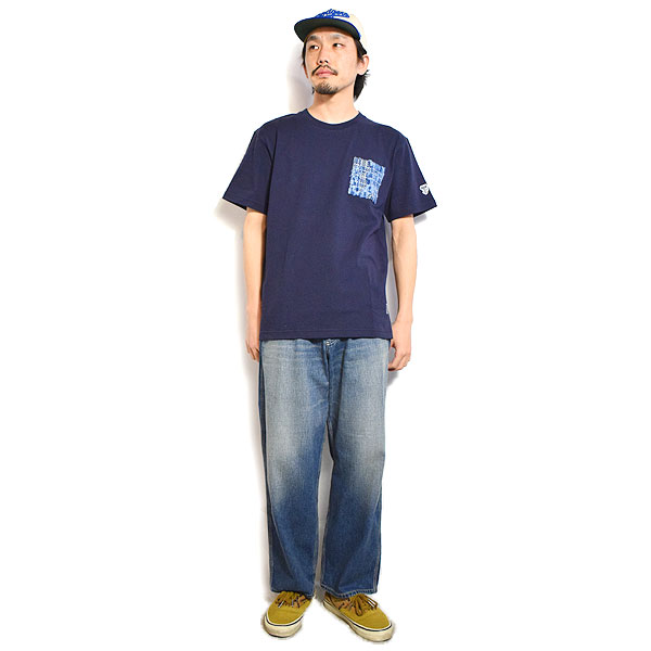 FDMTL ファンダメンタル BORO POCKET TEE -NAVY- メンズ Tシャツ 半袖Tシャツ 襤褸 ポケットTシャツ 送料無料 atftps
