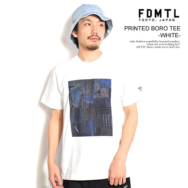 FDMTL ファンダメンタル PRINTED BORO TEE -WHITE- メンズ Tシャツ 半袖Tシャツ 襤褸 送料無料 ストリート atftps