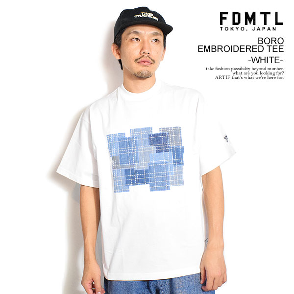 FDMTL ファンダメンタル BORO EMBROIDERED TEE -WHITE- メンズ Tシャツ 半袖Tシャツ 襤褸 送料無料 ストリート atftps