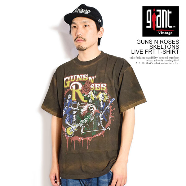GIANT VINTAGE ジャイアント ヴィンテージ GUNS N ROSES SKELTONS LIVE FRT T-SHIRT Tシャツ 半袖 ヘビーオンス バンT atftps
