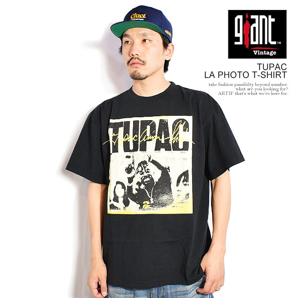 GIANT VINTAGE ジャイアント ヴィンテージ TUPAC LA PHOTO T-SHIRT メンズ Tシャツ 半袖 ヘビーオンス バンT ヒップホップ atftps
