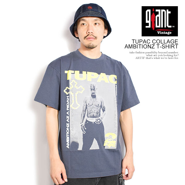 GIANT VINTAGE ジャイアント ヴィンテージ TUPAC COLLAGE AMBITIONZ T-SHIRT メンズ Tシャツ 半袖 ヘビーオンス バンT atftps