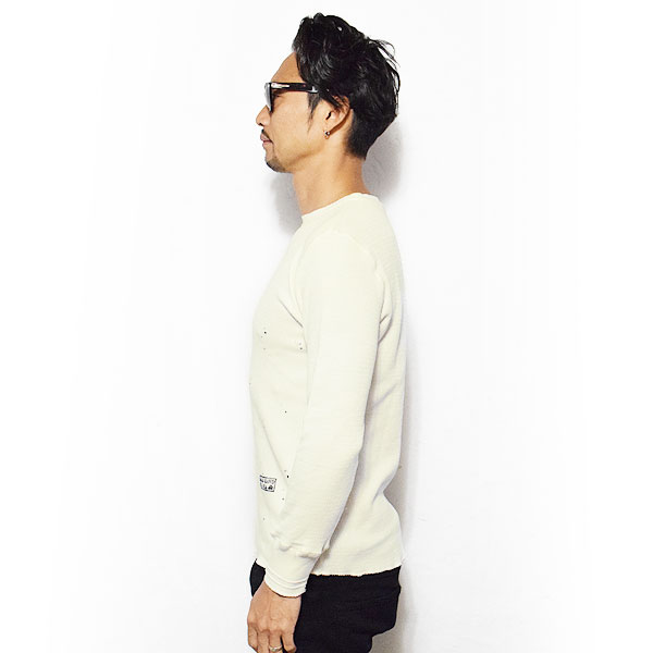 GLAD HAND グラッドハンド WAFFLE L/S T-SHIRT USED -WHITE- メンズ Tシャツ 長袖 ロンT ワッフル ストリート 送料無料 atftps