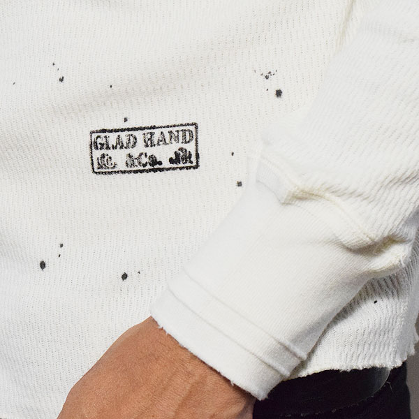 GLAD HAND グラッドハンド WAFFLE L/S T-SHIRT USED -WHITE- メンズ Tシャツ 長袖 ロンT ワッフル ストリート 送料無料 atftps
