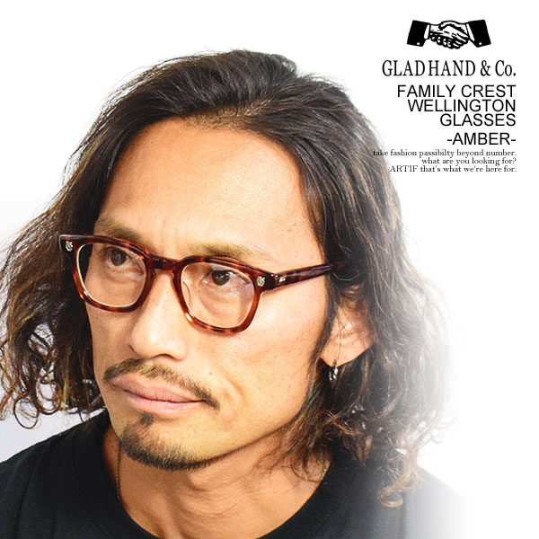 GLAD HAND×丹羽雅彦 グラッドハンド FAMILY CREST WELLINGTON - GLASSES -AMBER- メンズ サングラス ウェリントン atfacc