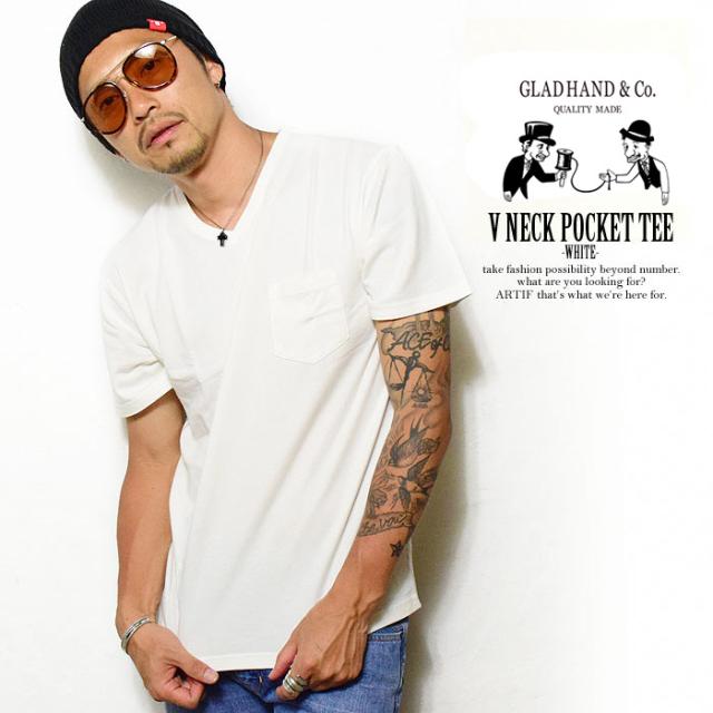 GLADHAND グラッドハンド V NECK POCKET TEE -WHITE- メンズ T GLADHAND グラッドハンド V NECK POCKET TEE -WHITE- メンズ T