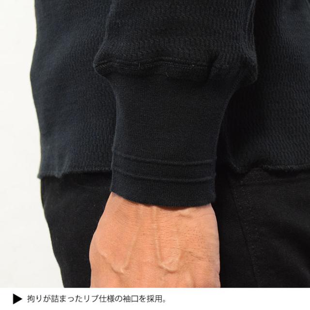 GLAD HAND グラッドハンド WAFFLE HENRY L/S T-SHIRT -BLACK- メンズ Tシャツ 長袖 ロンT ワッフル ストリート atftps