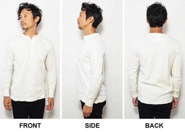 GLAD HAND グラッドハンド WAFFLE HENRY L/S T-SHIRT -WHITE- メンズ Tシャツ 長袖 ロンT ワッフル ストリート atftps