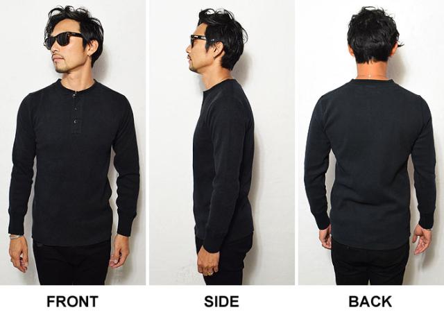 GLAD HAND グラッドハンド THICK HENRY L/S T-SHIRTS -BLACK- メンズ Tシャツ 長袖 ロンT ヘンリーネック ストリート atftps