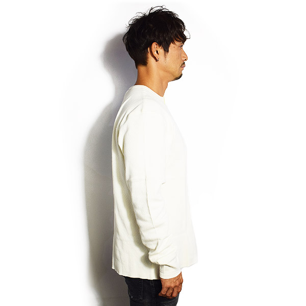 GLAD HAND グラッドハンド WAFFLE HENLEY L/S T-SHIRTS -WHITE- メンズ Tシャツ 長袖 ロンT ヘンリーネック ストリート atftps