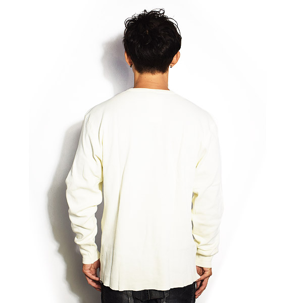 GLAD HAND グラッドハンド WAFFLE HENLEY L/S T-SHIRTS -WHITE- メンズ Tシャツ 長袖 ロンT ヘンリーネック ストリート atftps