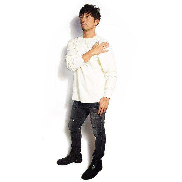 GLAD HAND グラッドハンド WAFFLE HENLEY L/S T-SHIRTS -WHITE- メンズ Tシャツ 長袖 ロンT ヘンリーネック ストリート atftps