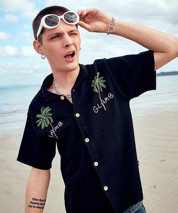 2026 夏 先行予約 6月中旬〜下旬入荷予定 glamb グラム Resort Beads Shirt シャツ リゾートビーズシャツ キャンセル不可 atftps_9