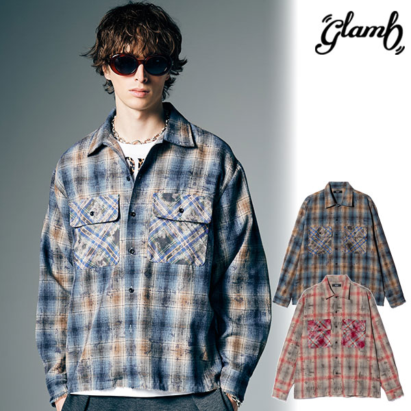 2026 夏 先行予約 5月下旬〜6月上旬入荷予定 glamb グラム Grunge Stain Check Shirt シャツ チェックシャツ キャンセル不可 atftps